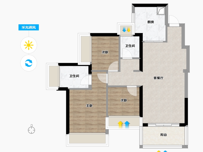 广东省-深圳市-满京华·金硕华府-70.22-户型库-采光通风