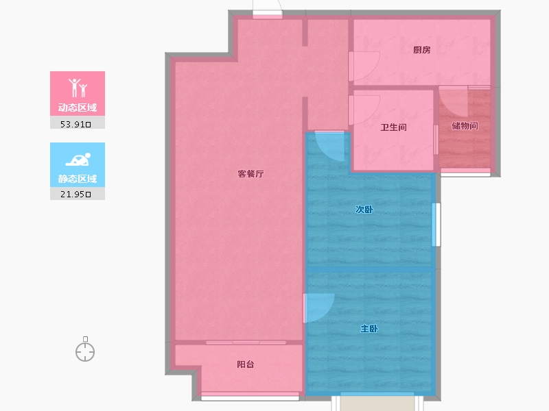 河南省-郑州市-恒大绿洲-三期-66.90-户型库-动静分区