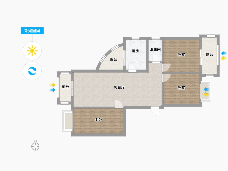 河北省-廊坊市-康府嘉苑-88.00-户型库-采光通风