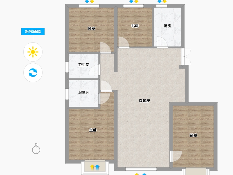 内蒙古自治区-鄂尔多斯市-维邦紫御府-120.00-户型库-采光通风