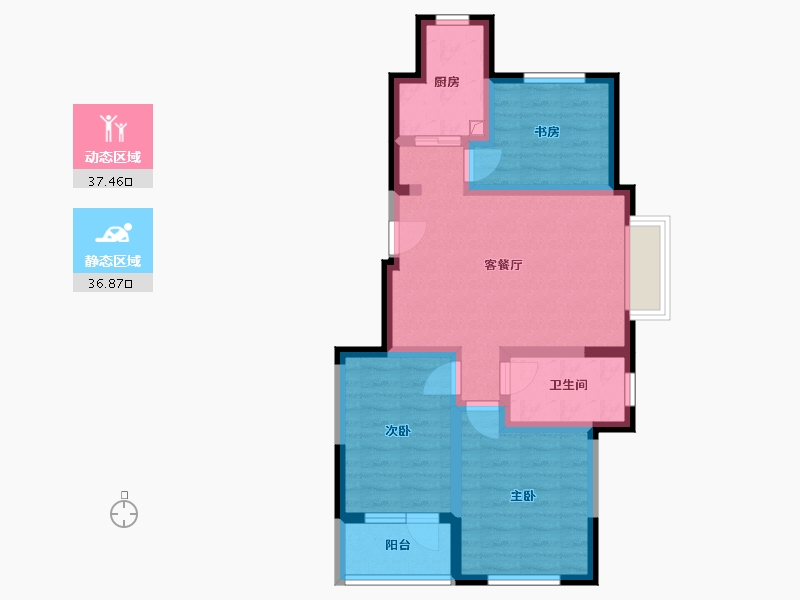 山东省-淄博市-君悦佳园-77.98-户型库-动静分区