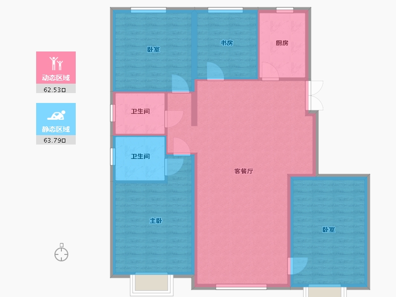 内蒙古自治区-鄂尔多斯市-维邦紫御府-115.34-户型库-动静分区