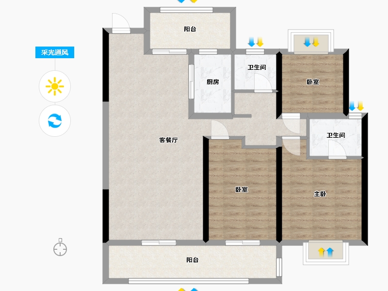 湖南省-长沙市-融创会展上东区-100.00-户型库-采光通风