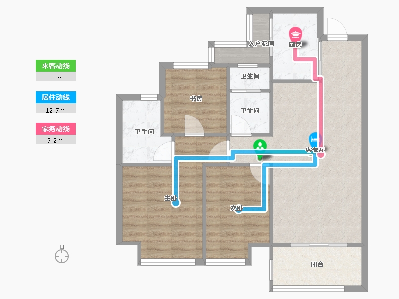 浙江省-宁波市-澜沁璟庭-76.80-户型库-动静线