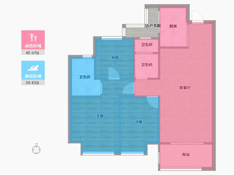 浙江省-宁波市-澜沁璟庭-76.80-户型库-动静分区