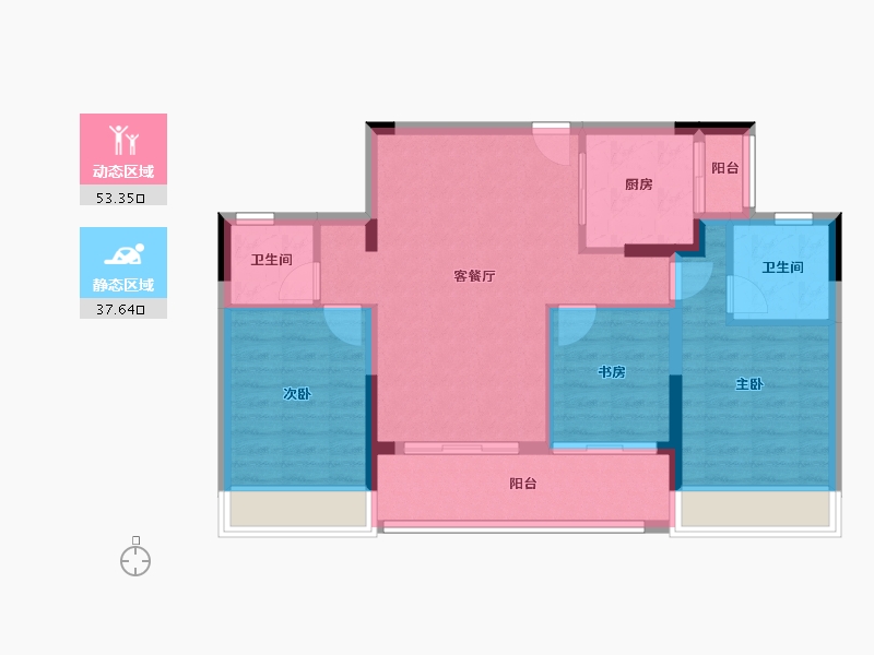 浙江省-台州市-绿城·明月听澜-81.60-户型库-动静分区