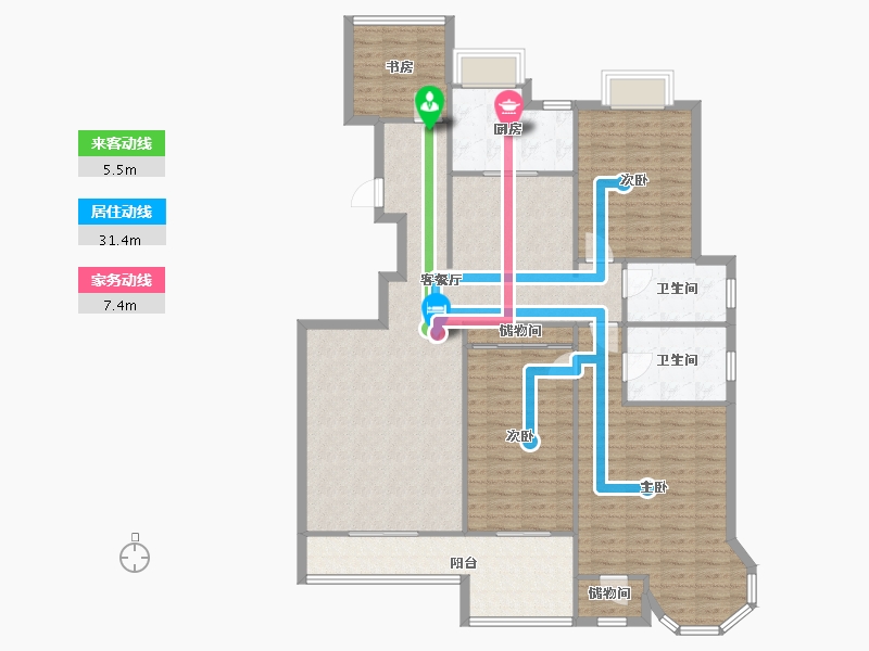 陕西省-西安市-兰乔圣菲-146.00-户型库-动静线