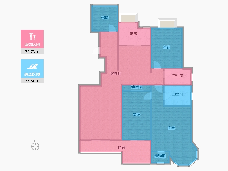 陕西省-西安市-兰乔圣菲-146.00-户型库-动静分区