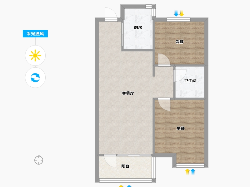 山东省-青岛市-中铁世博城阅唐-65.82-户型库-采光通风