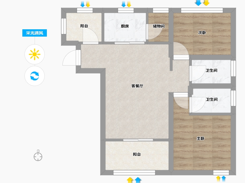 黑龙江省-鹤岗市-深物业前海港湾花园-50.78-户型库-采光通风