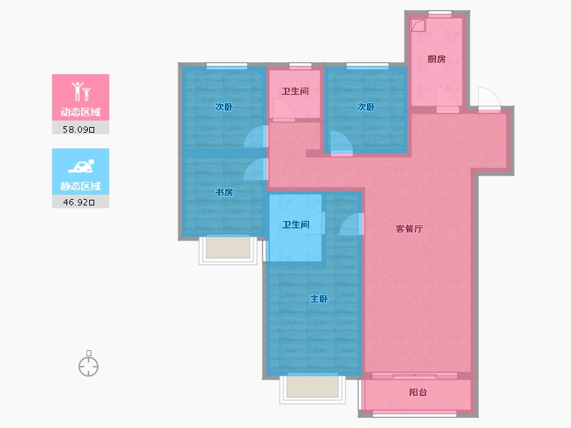 甘肃省-定西市-贵清嘉清苑-107.56-户型库-动静分区