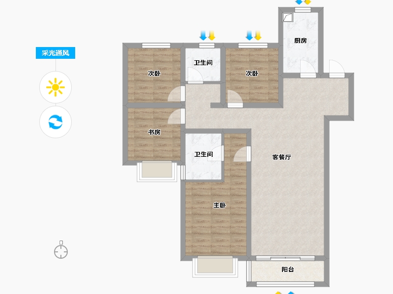 甘肃省-定西市-贵清嘉清苑-107.56-户型库-采光通风