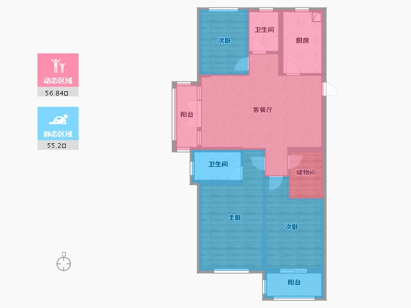 山东省-济宁市-唐王湖壹号-111.00-户型库-动静分区