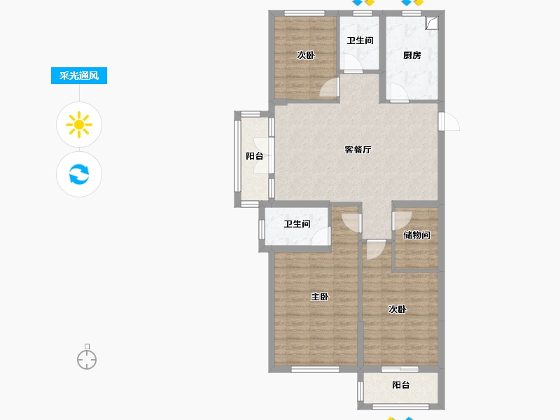 山东省-济宁市-唐王湖壹号-111.00-户型库-采光通风