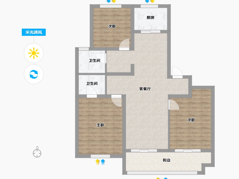 江苏省-连云港市-碧桂园-103.00-户型库-采光通风