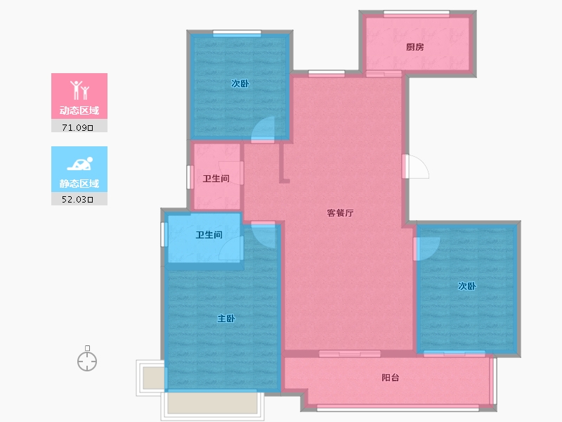 河北省-沧州市-瀛州龙樾府-111.04-户型库-动静分区