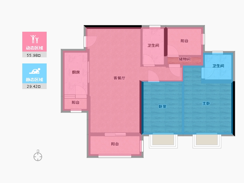 四川省-宜宾市-邦泰大学路1号-87.00-户型库-动静分区