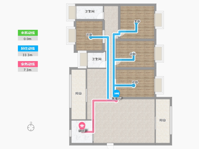 黑龙江省-鹤岗市-澳城花园(南区)-138.37-户型库-动静线