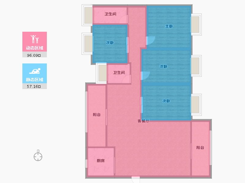 黑龙江省-鹤岗市-澳城花园(南区)-138.37-户型库-动静分区