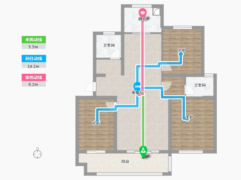 安徽省-宿州市-兰庭雅苑-104.80-户型库-动静线