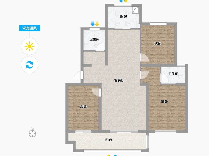 安徽省-宿州市-兰庭雅苑-104.80-户型库-采光通风