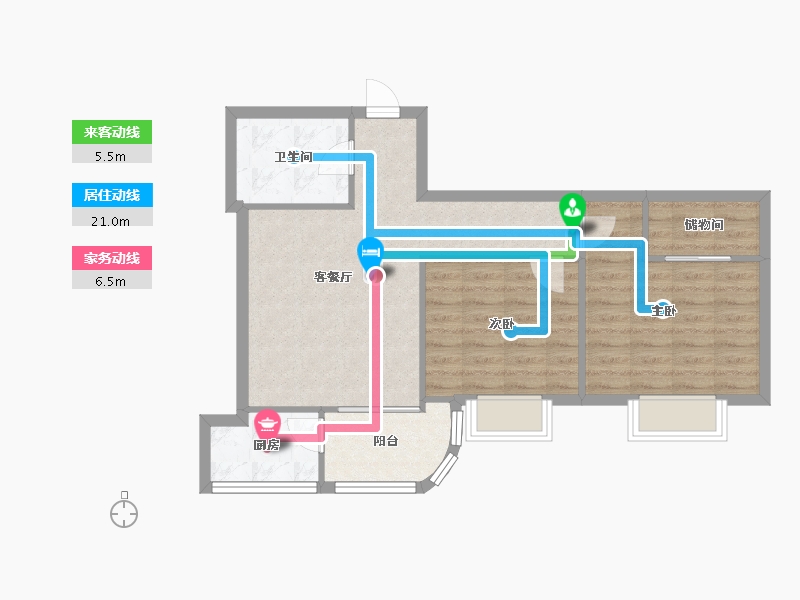 陕西省-西安市-龙首苑小区-74.80-户型库-动静线