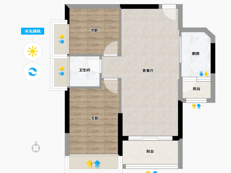 广东省-惠州市-枫璟丽园-58.84-户型库-采光通风