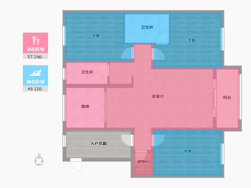 新疆维吾尔自治区-石河子市-万达三期-101.60-户型库-动静分区