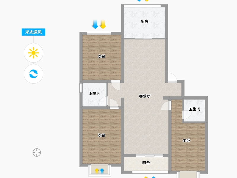 山西省-晋中市-陶乐家园-135.00-户型库-采光通风