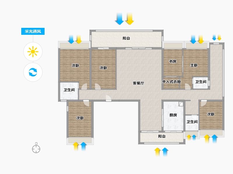 河南省-南阳市-宏景置业住宅小区A区项目-240.00-户型库-采光通风