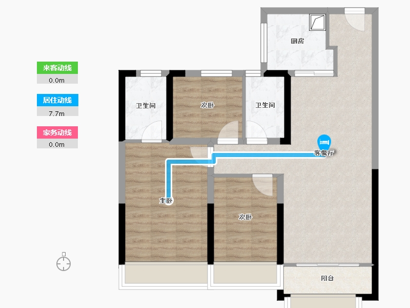 陕西省-西安市-雅居乐锦城-87.58-户型库-动静线