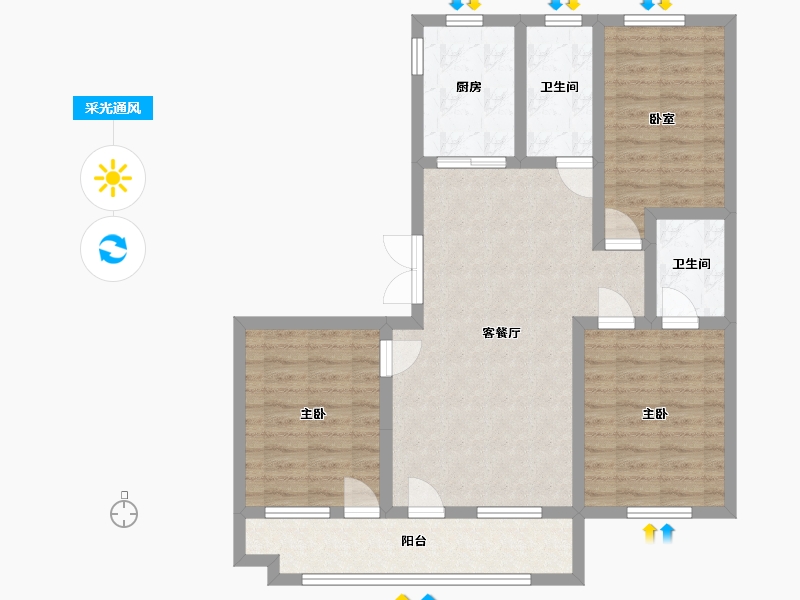 山东省-潍坊市-恒信大都会-104.48-户型库-采光通风