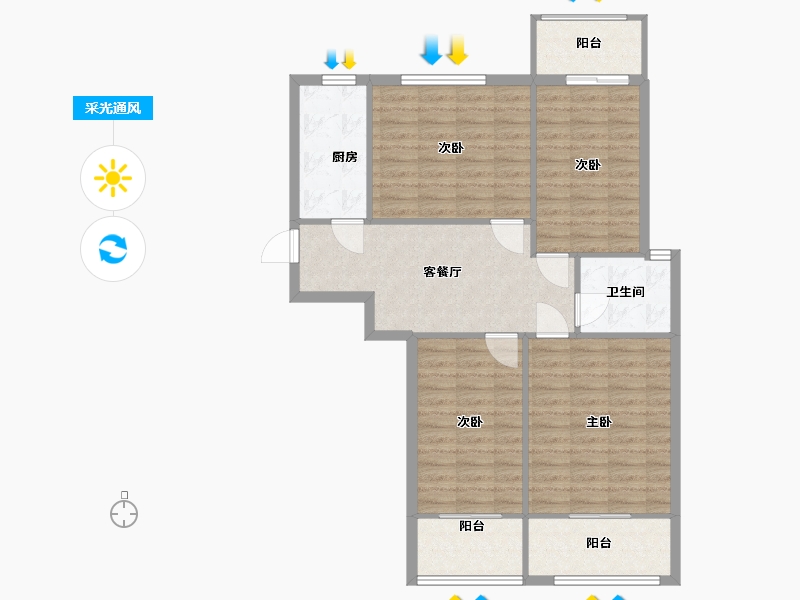 浙江省-杭州市-金都西花庭-96.00-户型库-采光通风