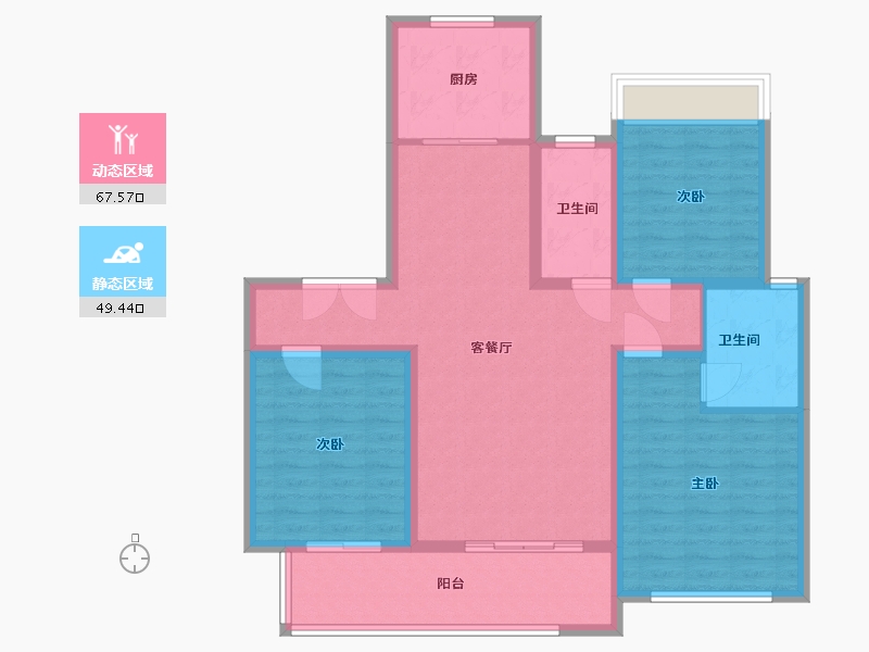 河南省-南阳市-亿隆财富世家贰号院-105.00-户型库-动静分区