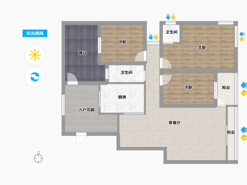 广东省-深圳市-横岗花半里-106.69-户型库-采光通风