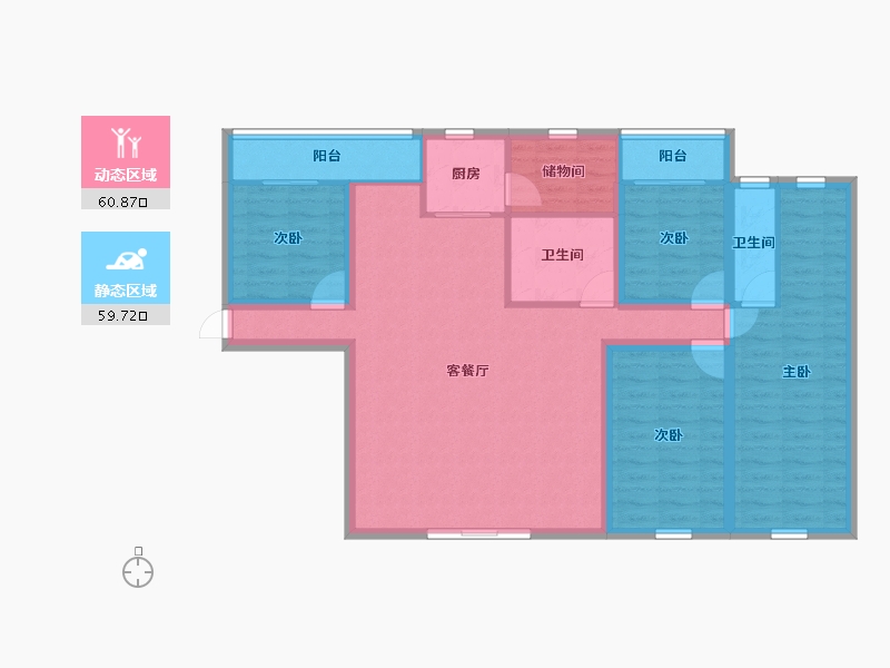 黑龙江省-鹤岗市-澳城花园(南区)-108.12-户型库-动静分区