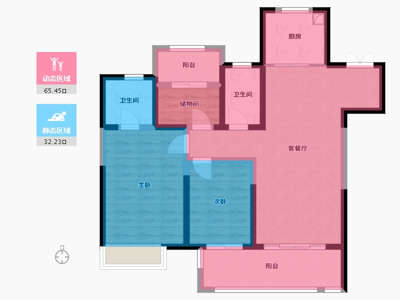 江苏省-盐城市-大丰区吾悦华府-92.59-户型库-动静分区