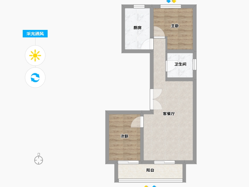 河北省-张家口市-鑫城丽景-73.00-户型库-采光通风