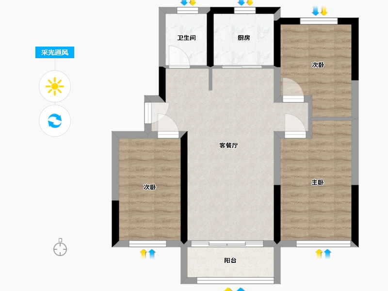 山东省-日照市-山前佳苑-86.40-户型库-采光通风