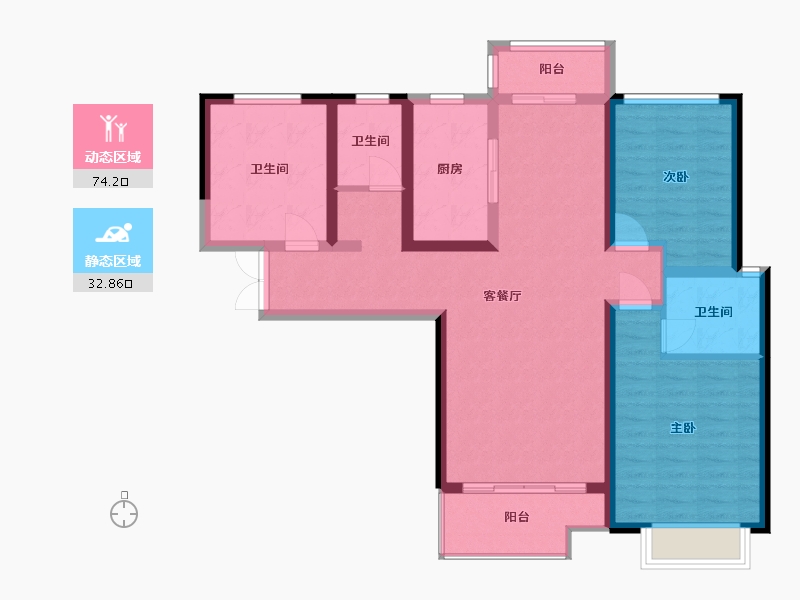 陕西省-西安市-翠景台-一期-108.80-户型库-动静分区