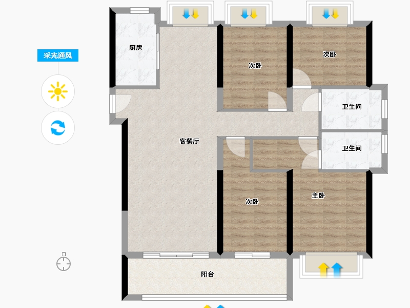 福建省-泉州市-石狮碧桂园-109.00-户型库-采光通风