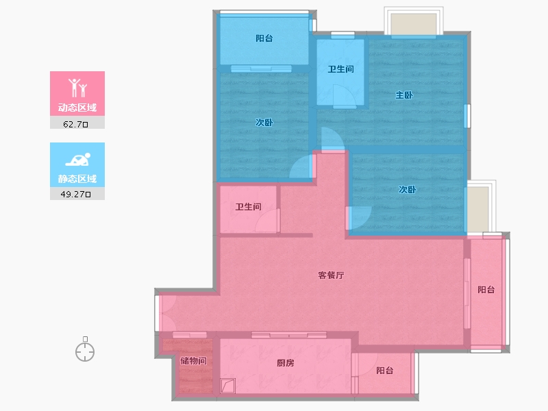 云南省-昆明市-海畔湾晴海苑-98.00-户型库-动静分区