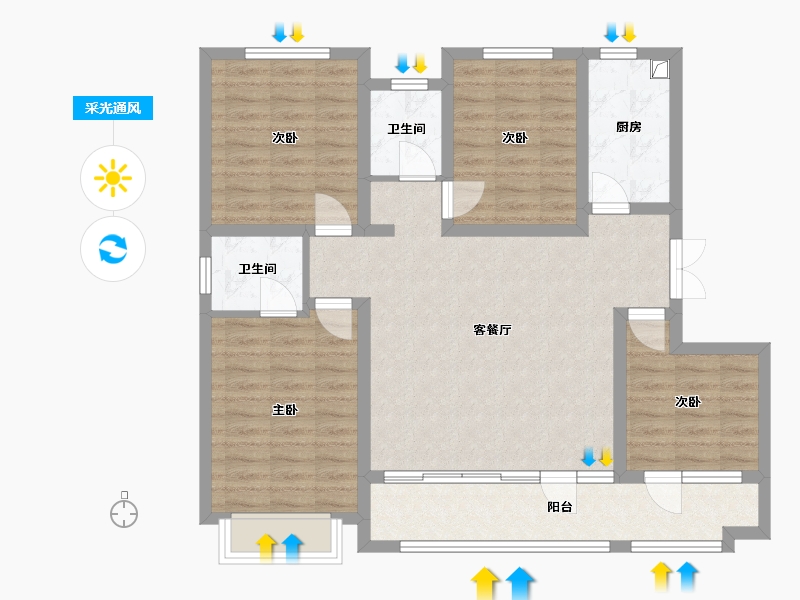 山东省-潍坊市-恒信大都会-110.35-户型库-采光通风