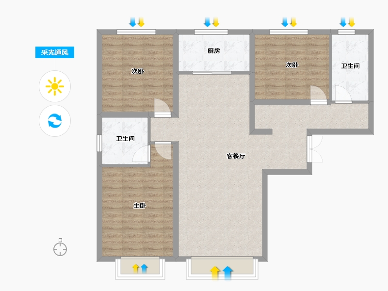 新疆维吾尔自治区-乌鲁木齐市-鲤鱼山御苑广场-111.20-户型库-采光通风