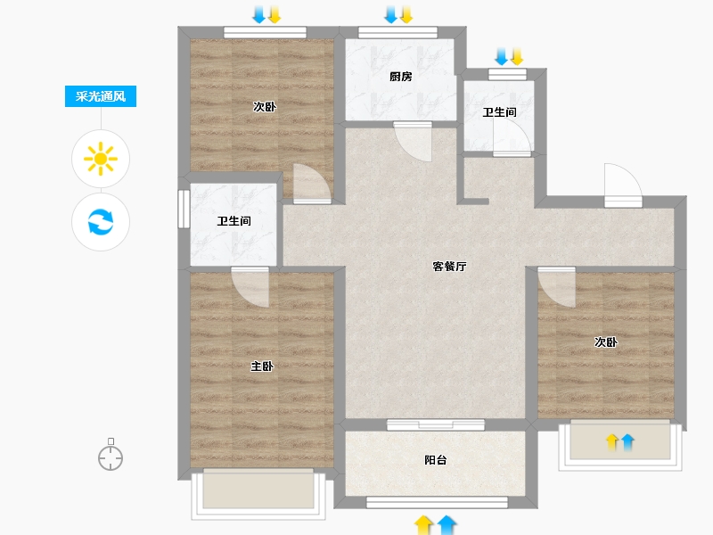 河北省-邢台市-大成•花语江南-100.00-户型库-采光通风