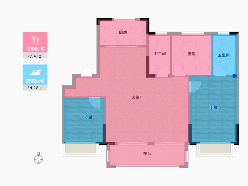 江苏省-无锡市-慧聚拾光营销中心-101.82-户型库-动静分区