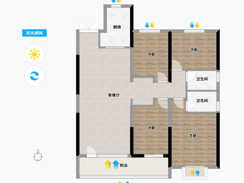 山东省-临沂市-创远金樾府-126.40-户型库-采光通风