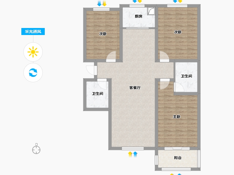 山西省-晋中市-石花苑-103.00-户型库-采光通风