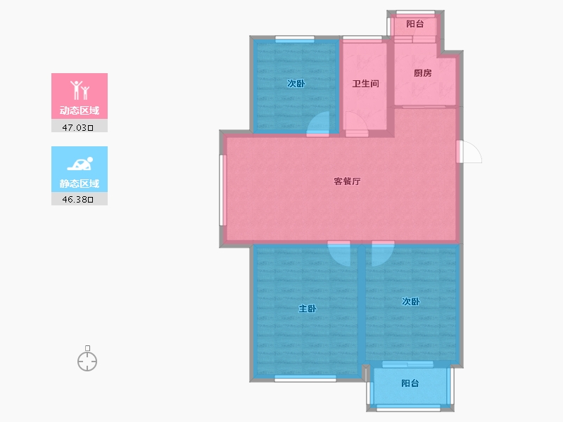 辽宁省-鞍山市-富甲天下-90.83-户型库-动静分区