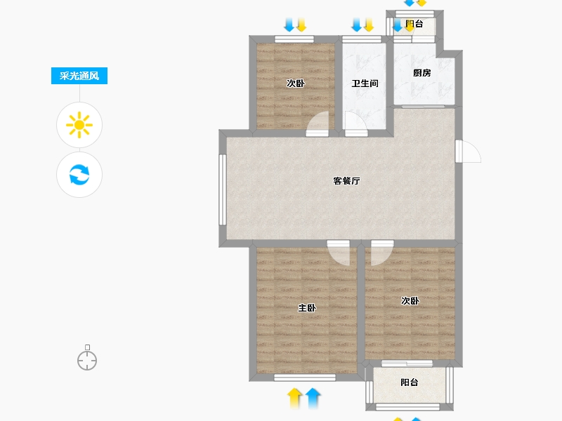 辽宁省-鞍山市-富甲天下-90.83-户型库-采光通风